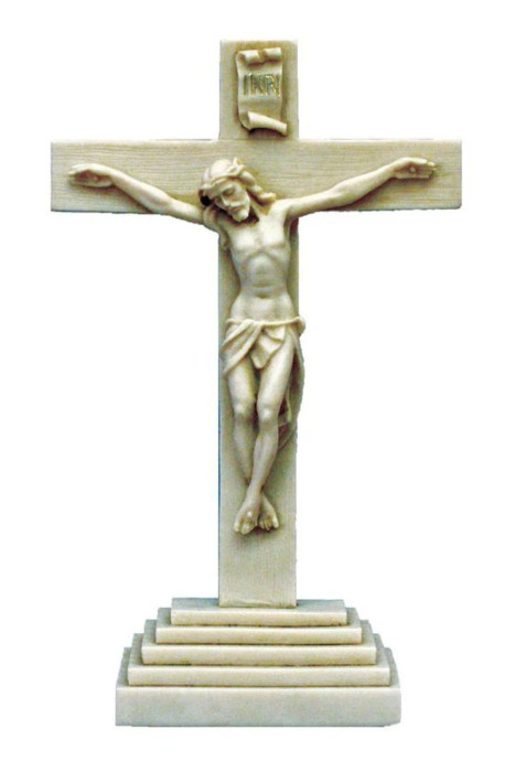 White Alabaster 10.5" Standing Crucifix