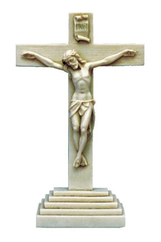 White Alabaster 10.5" Standing Crucifix