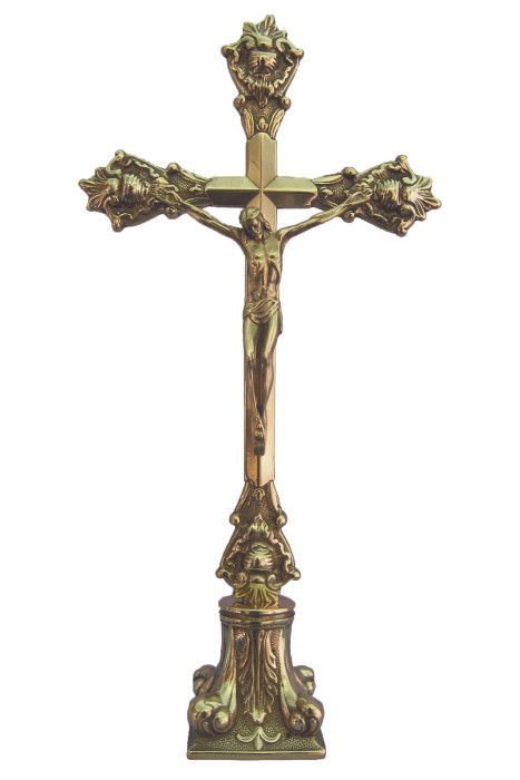 Brass 15 ¾" Standing Crucifix 