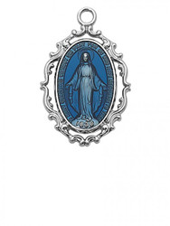 STERLING SILVER BLUE MIRACULOUS MEDAL