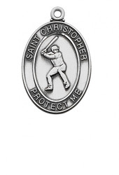 STERLING SILVER ST. CHRISTOPHER BASEBALL MEDAL
