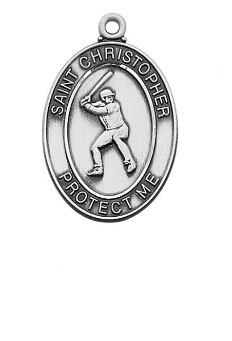 STERLING SILVER ST. CHRISTOPHER BASEBALL MEDAL
