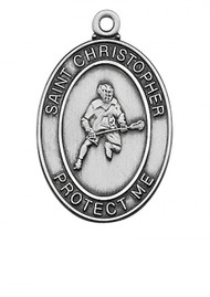 STERLING SILVER ST. CHRISTOPHER LA CROSS MEDAL