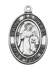 STERLING SILVER ST. RAPHAEL MEDAL L684RH