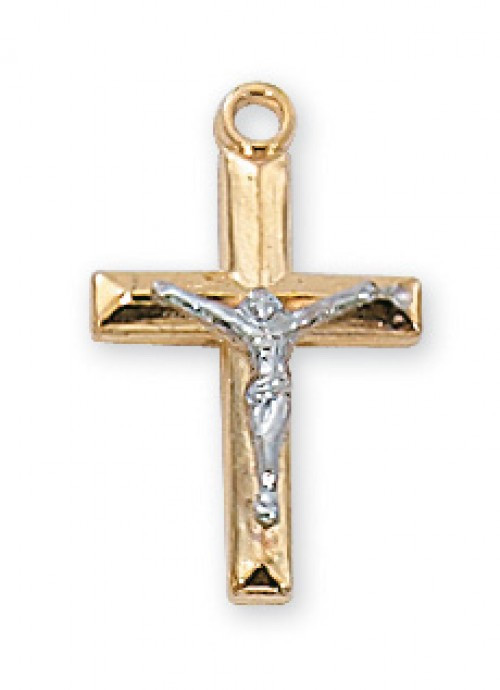 GOLD OVER STERLING SILVER TUTONE CRUCIFIX