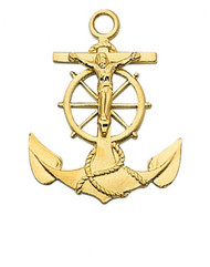 GOLD OVER STERLING SILVER ANCHOR CRUCIFIX J422