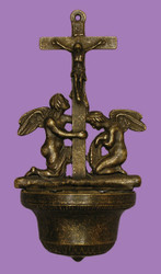 Crucifixion Angel Brass Holy Water Font