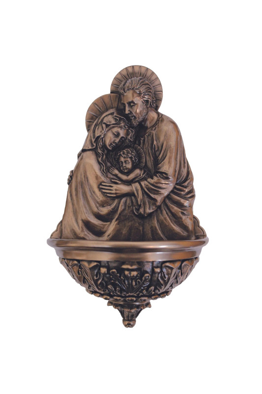 Holy Family Bronze Holy Water Font