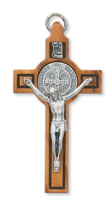 ST. BENEDICT ITALIAN CRUCIFIX OLIVE WOOD 3" 119-09