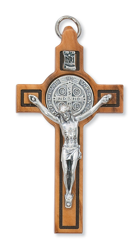 ST. BENEDICT ITALIAN CRUCIFIX OLIVE WOOD 3"