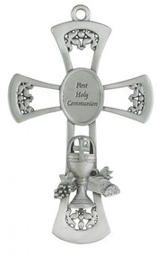 PEWTER CHALICE CROSS 6" 75-18