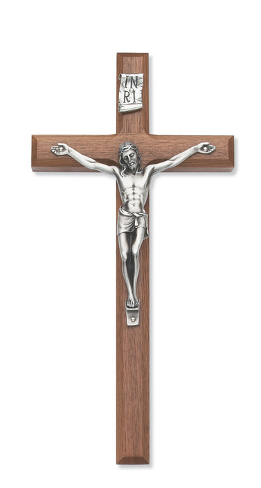 12" Beveled Walnut Crucifix