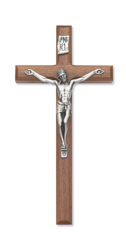 12" Beveled Walnut Crucifix