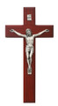 CHERRY STAINED FINE WOOD CRUCIFIX 8"