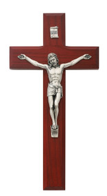 CHERRY STAINED FINE WOOD CRUCIFIX 8"