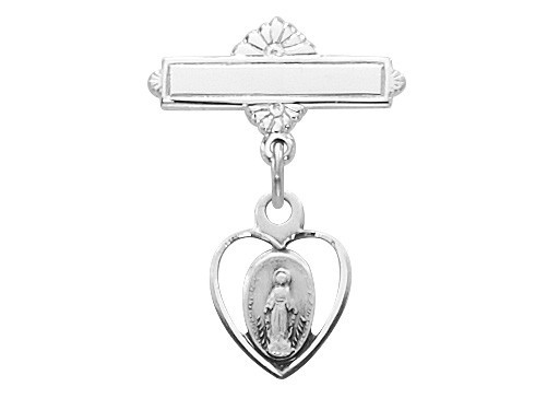 Heart Shaped Miraculous Medal Pin