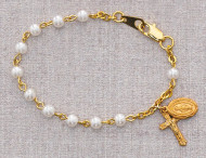 BABY BRACELET GLASS PEARL 4MM B28J