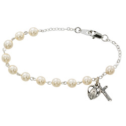 GLASS PEARL ADULT ROSARY BRACELET 6MM BR181D