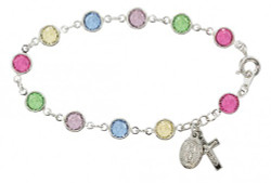 MULTI AUSTRIAN CRYSTAL STONES ADULT ROSARY BRACELET BR190