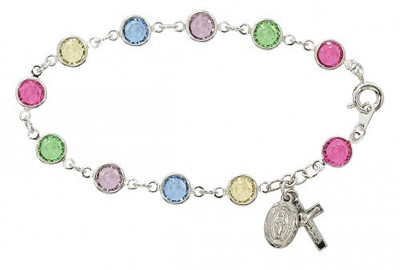 MULTI AUSTRIAN CRYSTAL STONES ADULT ROSARY BRACELET BR190