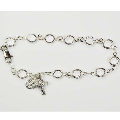 CRYSTAL AUSTRIAN STONES ADULT ROSARY BRACELET BR195