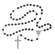 BLACK GLASS ROSARY 7MM 121D-BKF