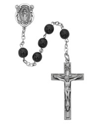 BLACK GLASS ROSARY 7MM 121L-BKF