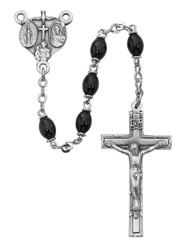 Black Glass Rosary with Oval Beads