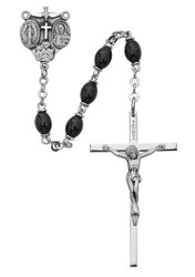 BLACK GLASS ROSARY 6X8MM 136LF