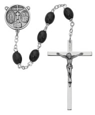 BLACK WOOD ROSARY 6X8MM 137L-BKF