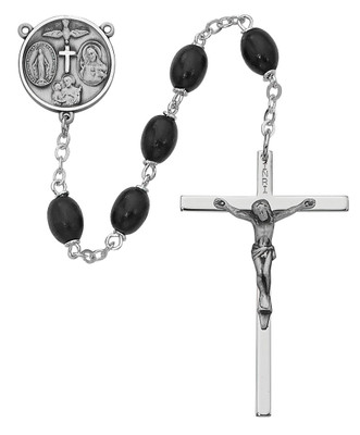 BLACK WOOD ROSARY 6X8MM 137L-BKF