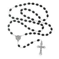 BLACK WOOD ROSARY 6X8MM 139D-BKF