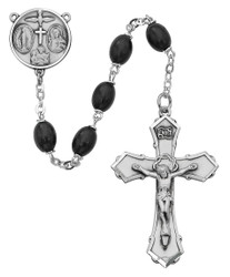 BLACK WOOD ROSARY 6X8MM 139L-BKF
