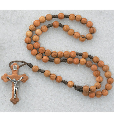 OVAL OLIVE WOOD IMPORTED CORDED ROSARY 7MM 148R