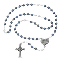 BLUE & WHITE PEARL ROSARY 7MM 365DF