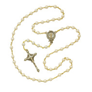 GLASS PEARLS OF MARY ROSARY WITH GOLD PLATING 7MM 454HF