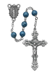 Blue Metallic Bead Rosary