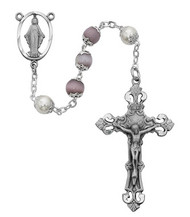 AMETHYST CAT'S EYE CAPPED PEARL ROSARY 7MM 564SF