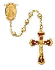 DIVINE MERCY GOLD PLATED METAL ROSARY 6MM 583JF