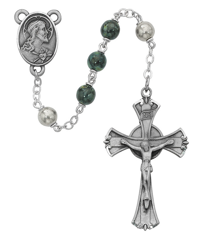 Green & Black Glass Rosary