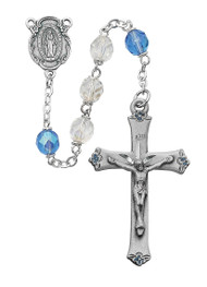 BLUE & CRYSTAL AURORA ROSARY 7MM 589D-BLF