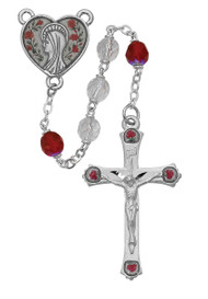RED & CRYSTAL AURORA ROSARY 7MM 589D-DRF
