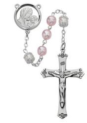 PINK & WHITE PEARL ROSARY 7MM 592LF