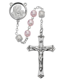 PINK & WHITE PEARL ROSARY 7MM 592RF