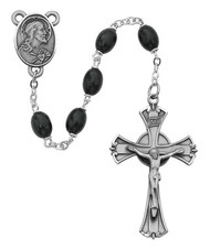 BLACK WOOD ROSARY 6X8MM 599DF