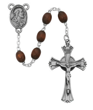 BROWN WOOD ROSARY 6X8MM 600DF