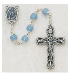 LOURDES IMPORTED LIGHT BLUE CAPPED ROSARY 8MM 601R