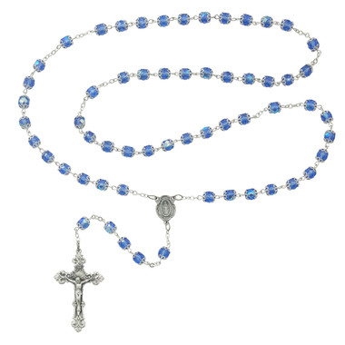 BLUE CAPPED ROSARY 7MM 701S-BLF