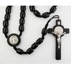 ST. BENEDICT IMPORTED CORDED WOOD ROSARY 718R