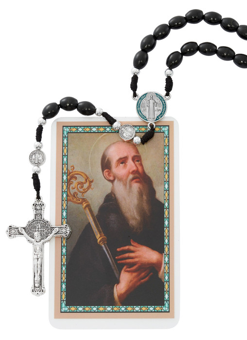 St. Benedict Corded Wood Rosary